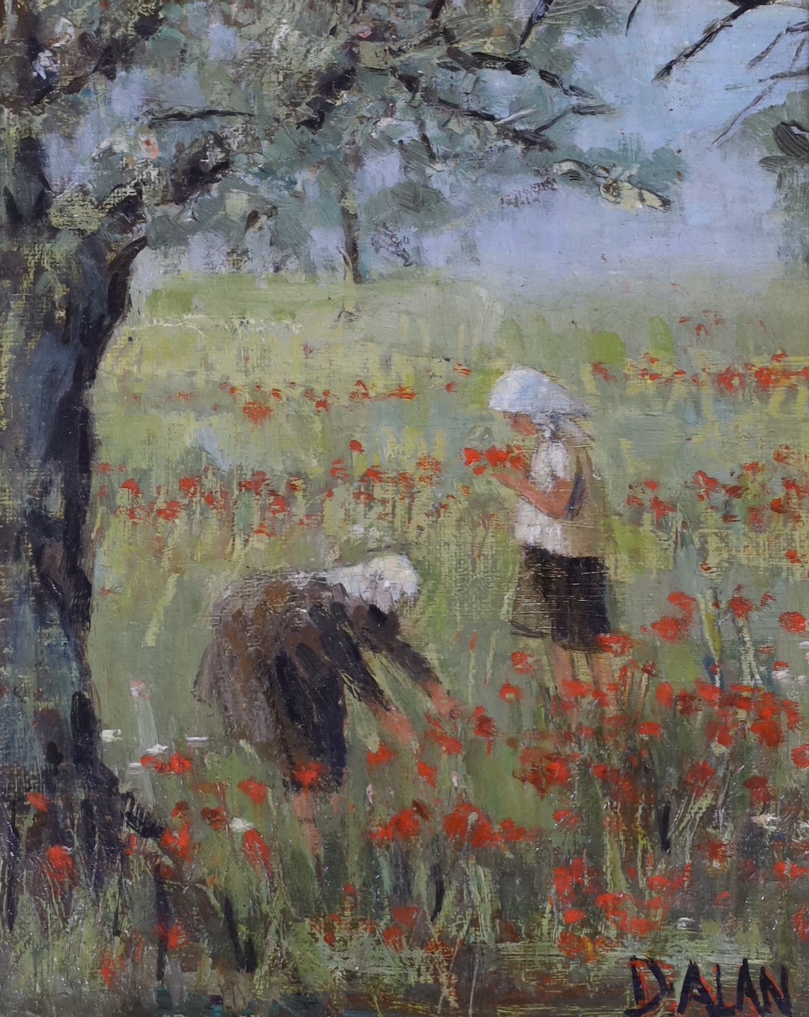 Doreen Allen, 20th century, two oils on board, ‘Spring in Greece’ and ‘Shirley Poppies’, both signed, largest 28 x 23cm